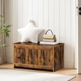 thumbnail image 4 of Storage Bench, 29.5" Retro Wooden Storage Chest, Wooden Storage Trunk, Toy Chest with Lift Top, Multifunctional Entryway Organizer, for Entryway, Living Room, Rustic Brown FG751CW01, 4 of 18