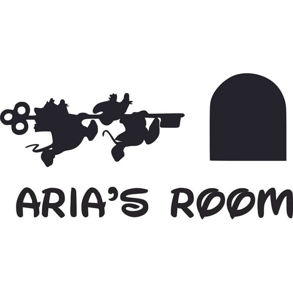 With Key Cartoon Character Vinyl Customized Name Decal - Custom Vinyl Wall Art - Personalized Name - Baby Girls Boys Kids Bedroom Decal Room Stickers Decoration Size (10x8 inch)