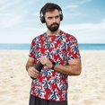 thumbnail image 4 of Wukai Palm Tree Pattern on Red Print Men's Short-Sleeved Mesh T-Shirt,Quick-Dry Short Sleeve Workout T-Shirt-X-Large, 4 of 8