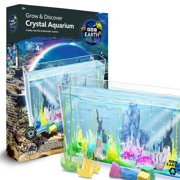 BBC Earth Grow & Discover Crystal Aquarium Kit, Kids STEM Science Experiment Set for Boys and Girls, Ages 6 