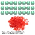 thumbnail image 3 of Unique Bargains Bougies LED en Forme de Cœur Sans Flamme, Lumière Verte avec Pétales de Rose Rouges Artificiels, Lot de 24, 3 of 7