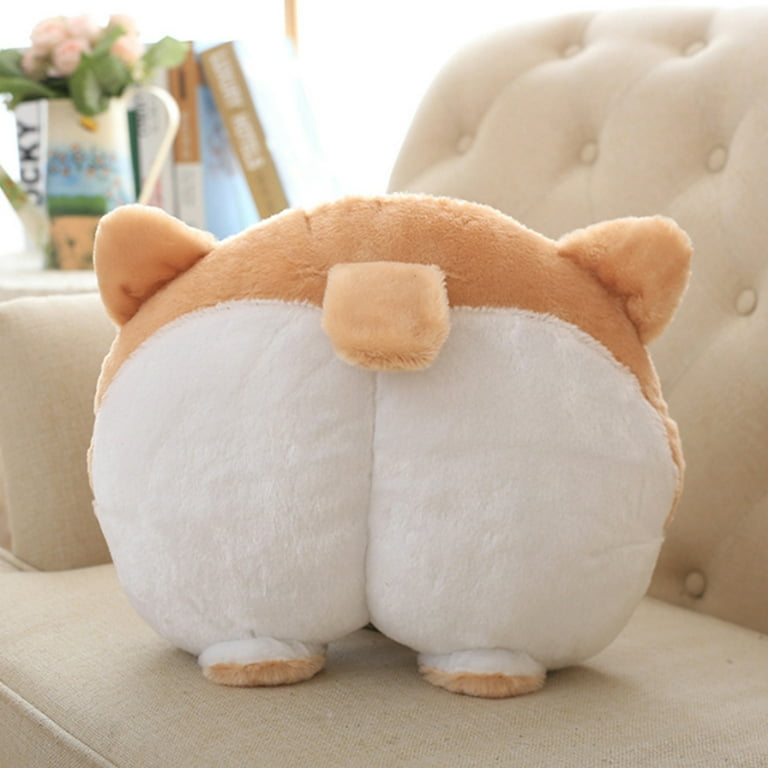 seemehappy Cute Plumpy Corgi Butt Car Seat Headrest Neck Pillow Corgi Butt  Lumbar Pillow Acessories (2 PCS Neck Pillow)