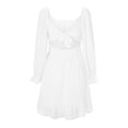 thumbnail image 2 of Gibobby Vestido de manga larga para mujer Vestido de mujer gasa sin espalda cuello cuadrado fiesta playa vestidos sexy(Blanco,XL), 2 of 5