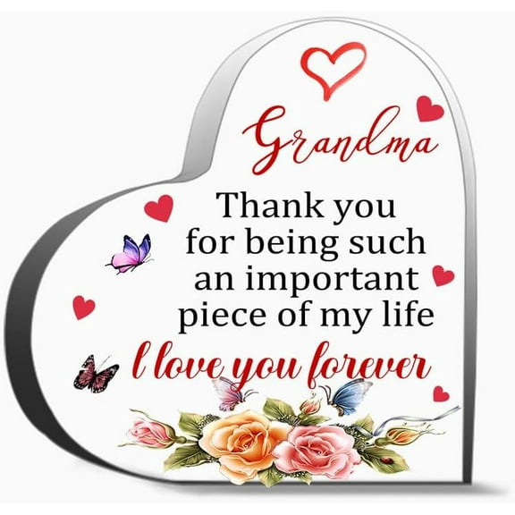 Grandma Thank You For Being Such An Important Piece Of My L Love You Forever Decor Acrylic Heart Gifts Sign Office Art Decorations