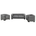 thumbnail image 6 of Living Room Sofa Set of 3, Modern Velvet Couch Set with 1 Single Chair 1 Loveseat and 1 3-Seater Sofa, Upholstered Accent Sofa with Button Tufted Back and Armrest, Solid Wood Legs, Gray, 6 of 7