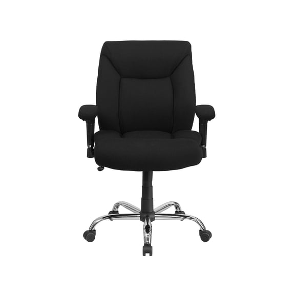 Pemberly Row Big and Tall Fabric Swivel Office Chair in Black
