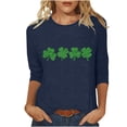 thumbnail image 2 of T-Shirt Ample à Manches Trois-Quarts et Col Rond Imprimé pour la Saint-Patrick pour Femmes, 2 of 6