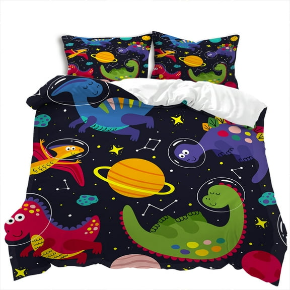 Hosima 3pcs 3D Digital Printed Duvet Cover Double Size Dinosaur Design Bedding Set,Soft And Comfortable Bedding Comforter Sets For Boys,LFlpp124-Twin