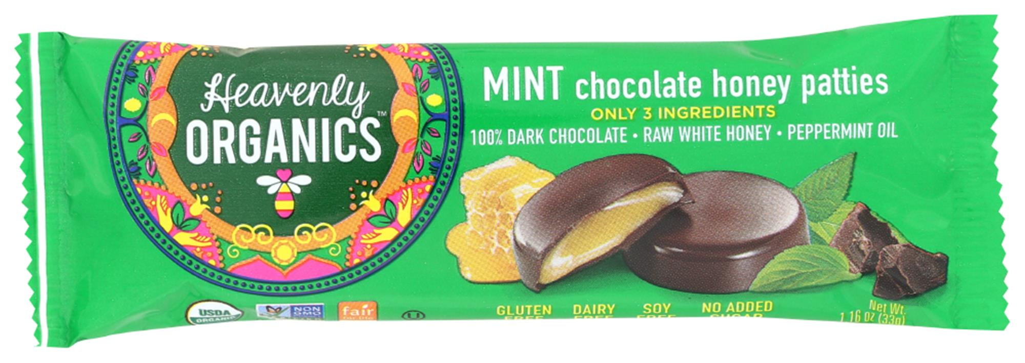 Heavenly Organics Candy, Chocolate Honey Mint Patties, 1.16 Oz, 16 Ct