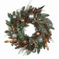Kurt S. Adler WRT0314 24 in. Unlit Copper & Silver Balls Green Wreath