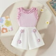 thumbnail image 4 of snilers Toddler Baby Girls Clothes 2 Piece Summer Outfits Ruffle Tank Tops and Shorts Cute Short Sets Size 6 Months-3 Years, 4 of 9