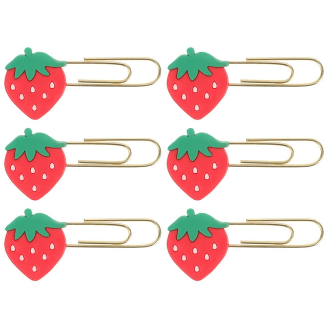 KAKOWELY 8pcs Korean Ins Style Cartoon Pattern Paper Clip Binding Pin Office Paper Clip Bookmark(Strawberry),2.36"X0.98"X0.2"