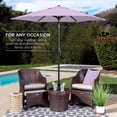 thumbnail image 5 of 7.5ft Heavy-Duty Round Umbrella, Outdoor Market Table Umbrella with Steel Pole, Push Button and Easy Crank Lift for Garden, Lawn, Deck, Backyard, Pool, Lavender, 5 of 5