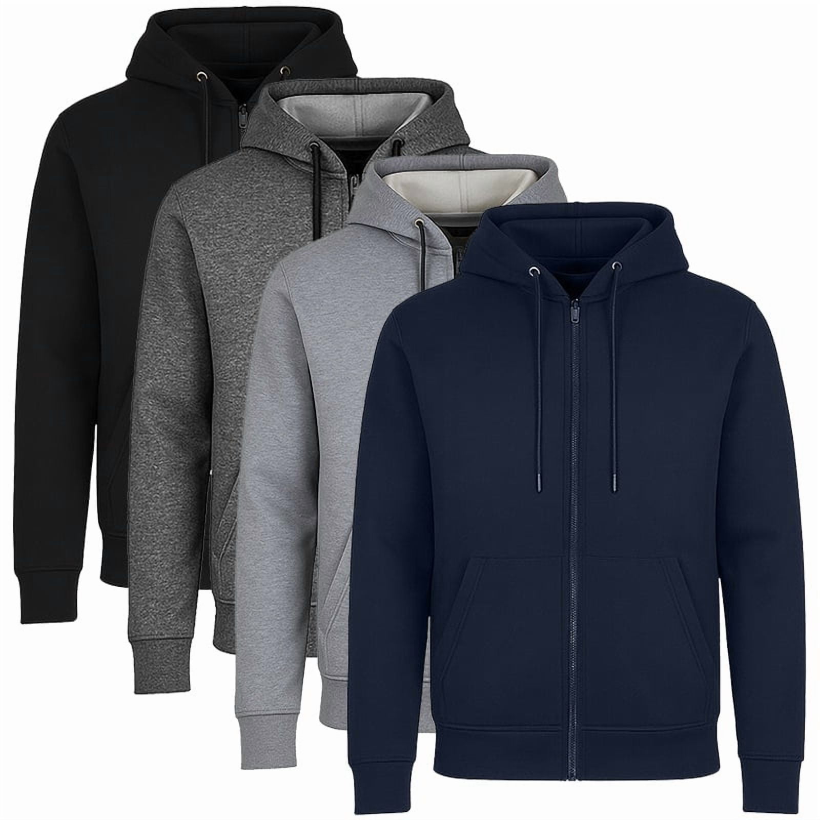 3-Pack Men's Fleece-Lined Full-Zip Hoodie (S-3XL) - Walmart.com