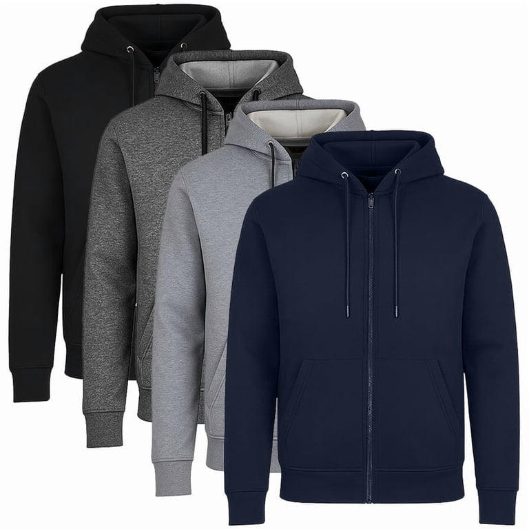3-Pack Men's Fleece-Lined Full-Zip Hoodie (S-3XL) - Walmart.com