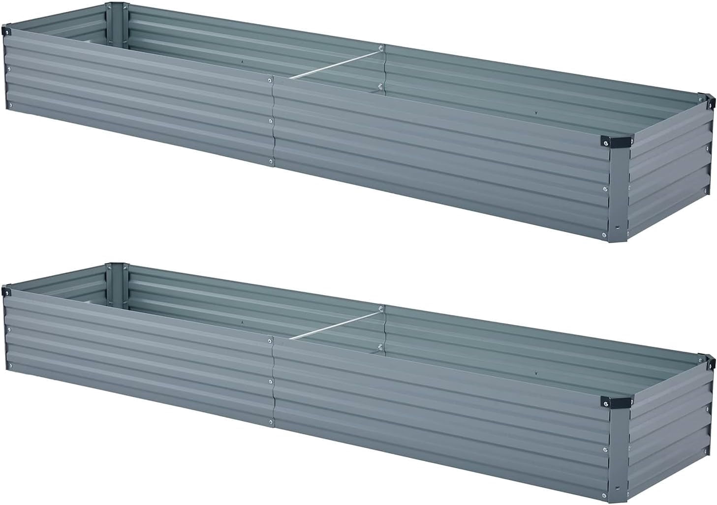 2 Pack 6x1.5x1FT Galvanized Raised Garden Beds Kit Outdoor Metal Gardening Planter Box for Vegetable Elevated Flower Herbs,Gray