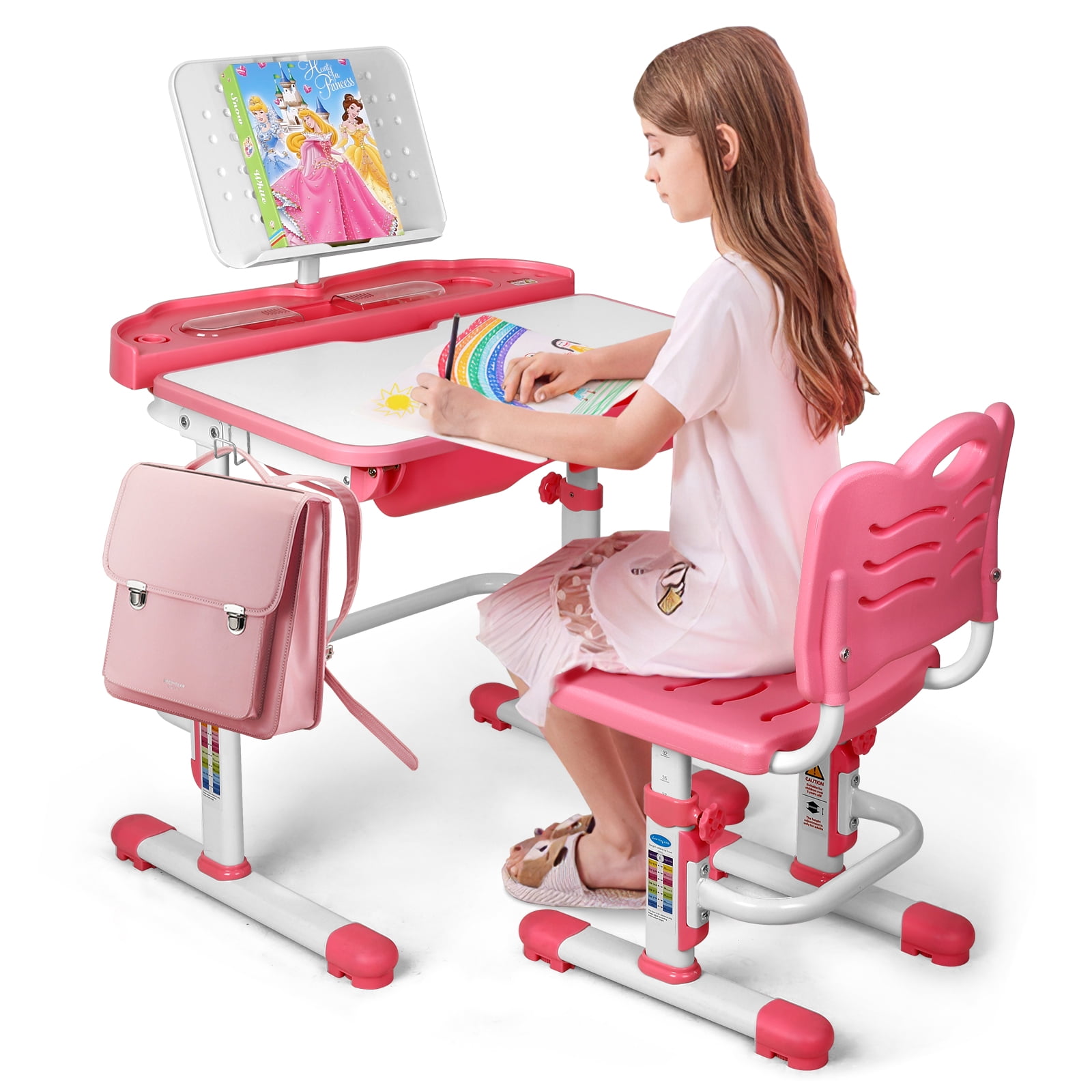 Details about   New 4 Style Student Desk and Chair Set Adjustable Child Study With Reading Stand 