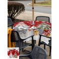 thumbnail image 4 of Outdoor Tablecloth with Umbrella Hole and Zipper, Red Gnomes Christmas Square Table Cloth 60x60 Inch Waterproof Tablecloth, Snowflake Xmas Tree Gifts Winter Picnic Table Cover for Patio Camping, 4 of 7