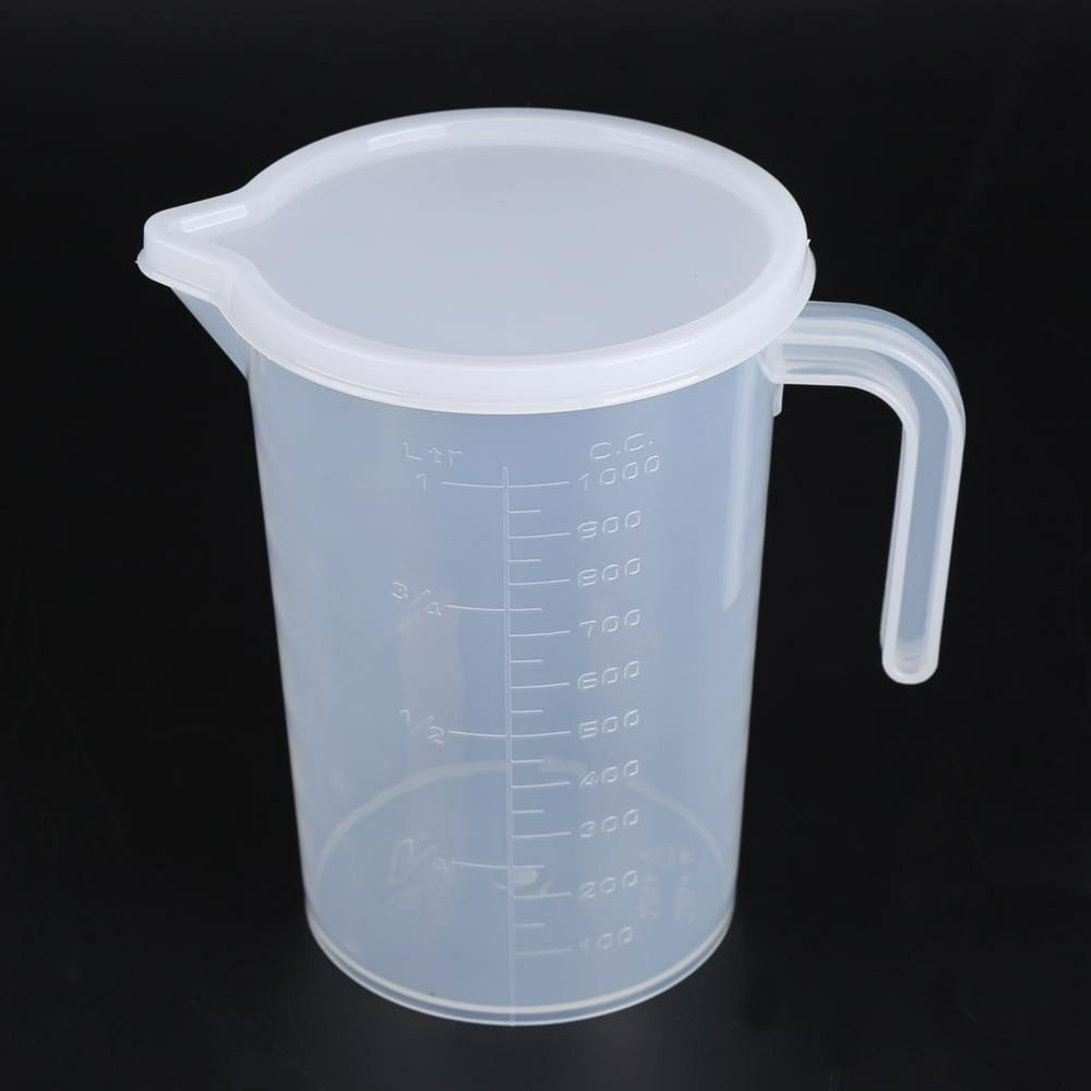 Tebru 500ml/1000ml Clear Plastic Measuring Cups with Lid Kitchen