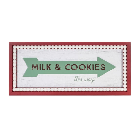 Melrose Milk and Cookies Rectangular Framed Christmas Wall Sign - 19.5"