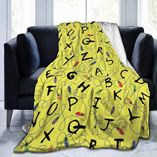 Stranger Things Alphabet Micro Fleece Blanket Throw Super Soft Fuzzy  Lightweight Hypoallergenic Plush Bed Couch Living Room60