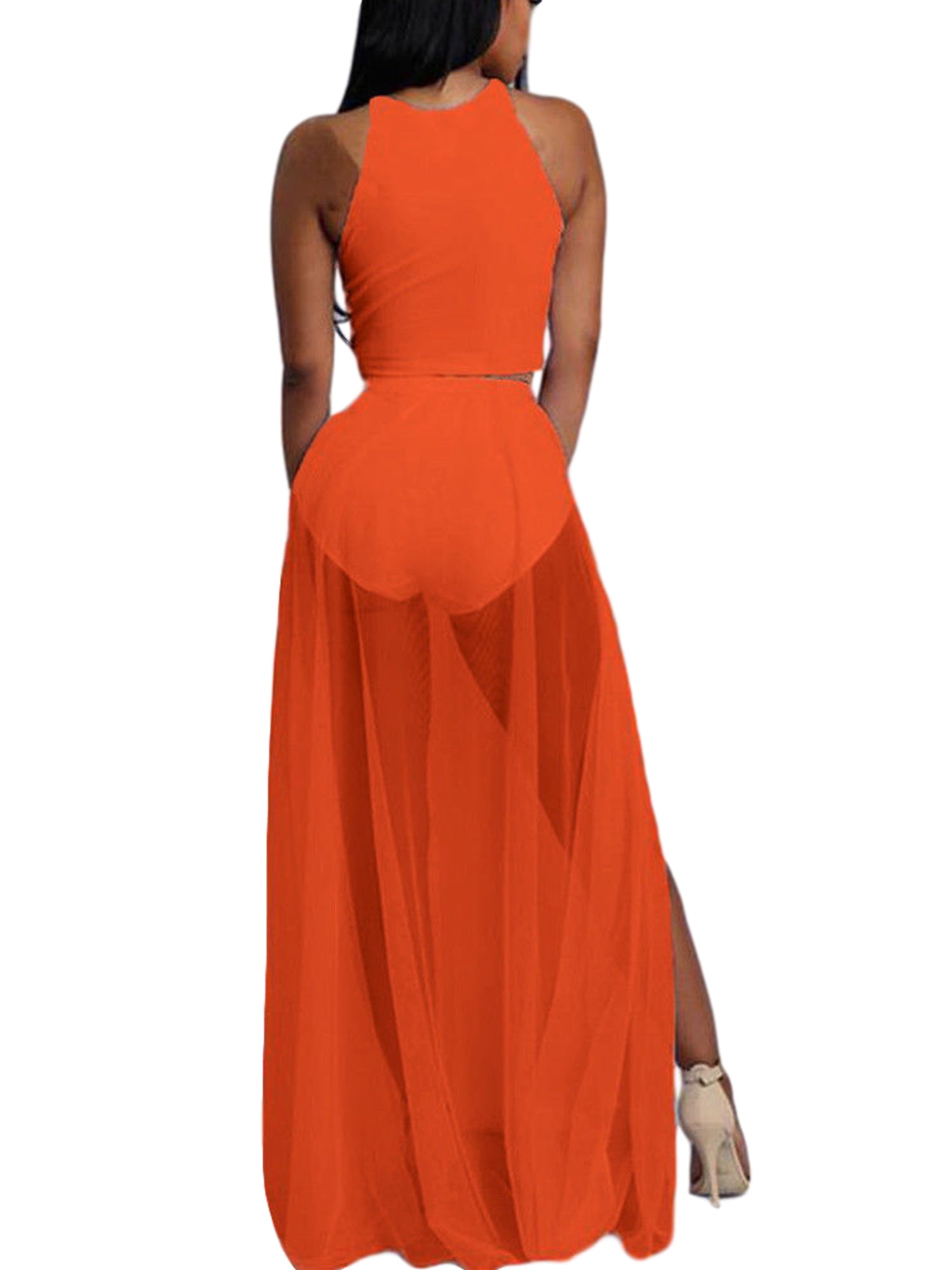 Red Orange Maxi Skirt Chiffon Floor Length Skirt. Red Orange Bridesmaid Skirt Long Evening Skirt