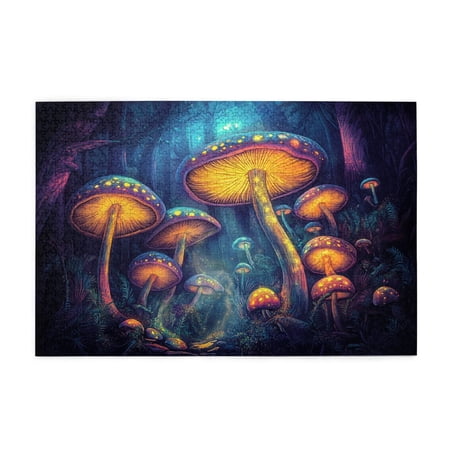1000 PCS Jigsaw Puzzles 1000 Pieces Dreamy Mushroom Creative Activity Hobbies For Adults Stunningly Vibrant Colors Charm Mushroom Fun Wooden Puzzle Gift For Mushroom Lovers Challenging Brain Exercise
