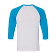 thumbnail image 3 of Unisex Three-Quarter Sleeve Baseball Tee Color White/ Neon Blue Large Size, 3 of 4