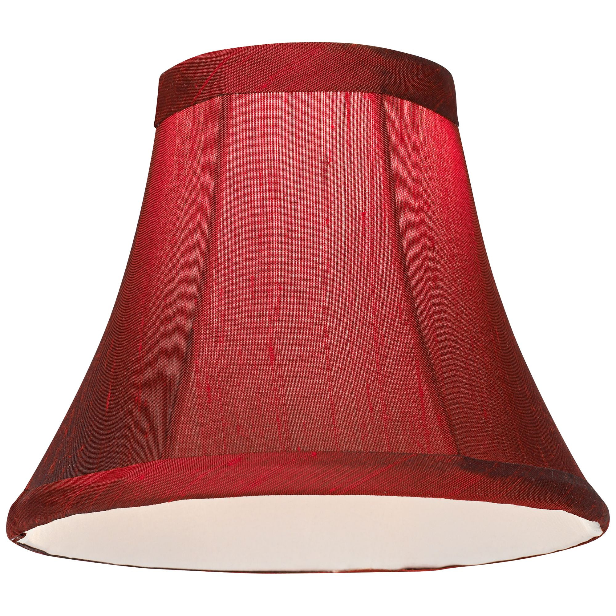 Springcrest Set of 6 Bell Lamp Shades Deep Red Faux Silk Small 3" Top x 6" Bottom x 5" High Candelabra Clip-On Fitting
