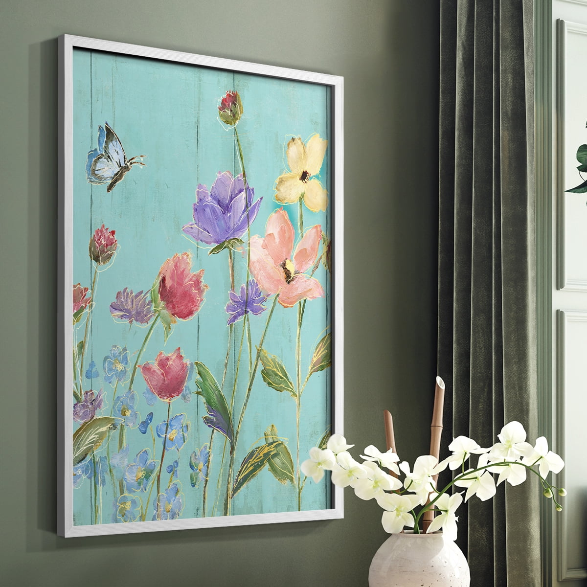 Wildflower Flutter III Framed Print - Solid Wood in Single Picture Frame Solid Wood 2 Framed Print