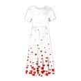 thumbnail image 4 of Qiopertar Robe d'Été Décontractée à Manches Courtes Col Rond Robe Maxi Fluide à Étages de Plage avec Poches Robe Imprimée de la Saint-Valentin Grandes Économies de Vacances!, 4 of 4