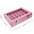 thumbnail image 2 of LANTWOO 24 Grid Velvet Glass Jewelry Ring Display Organiser Box Tray Holder Earrings Storage Case (Pink), 2 of 6