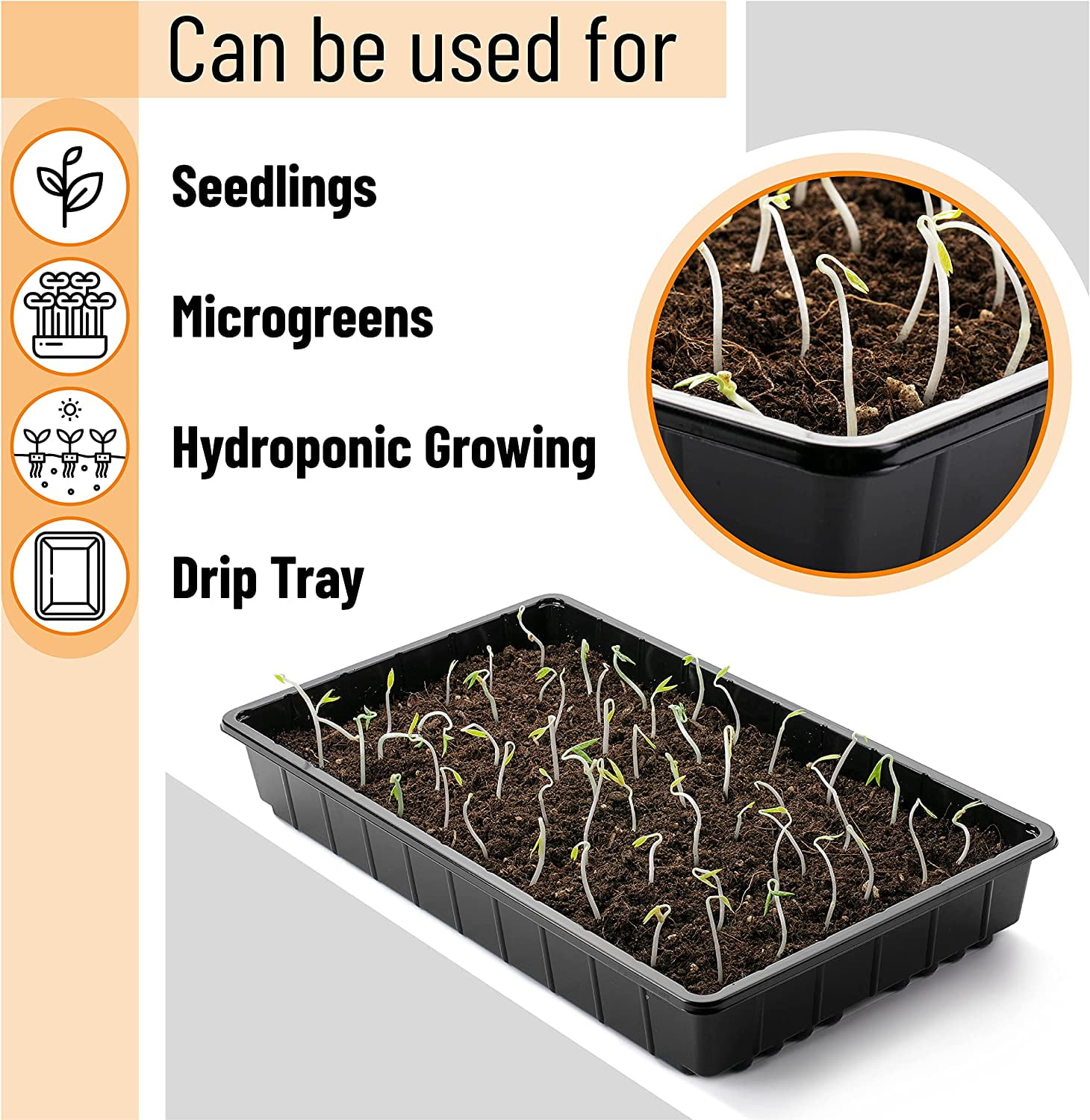 - Seed Starter Trays, 5 Pack, 17"x10"x2.4", Durable Plastic Growing Trays, Stackable and Reusable Seedling Starter Kits for Indoor, Outdoor, Greenhouse Gardening, Planting, Hydroponic Systems