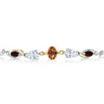thumbnail image 2 of Gem Stone King 925 Silver and 10K Yellow Gold Ecstasy Mystic Topaz White Moissanite Red Garnet and Lab Grown Diamond Tennis Bracelet for Women By Keren Hanan (1.66 cttw, Adjustable up To 9 inch), 2 of 3