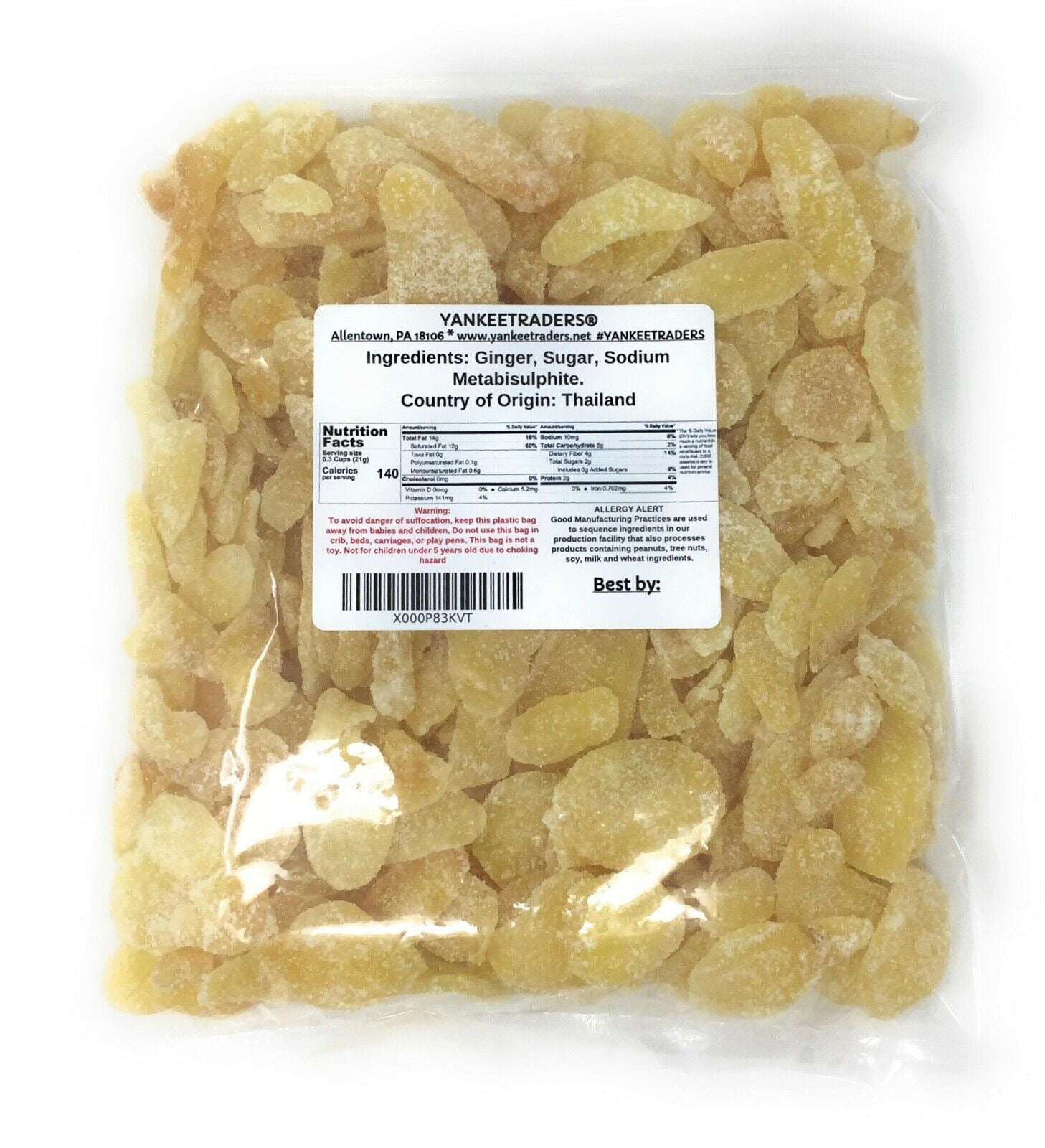 YANKEETRADERS Dried Crystallized Ginger Slices, 4 Pound