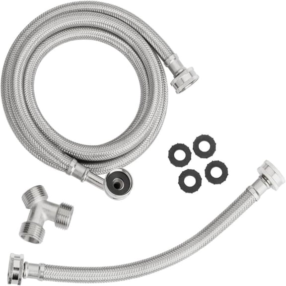 Krydros 6FT Stainless Steel Steam Dryer Hose Kit, 90-Degree Elbow, Y-Connector & Adapter