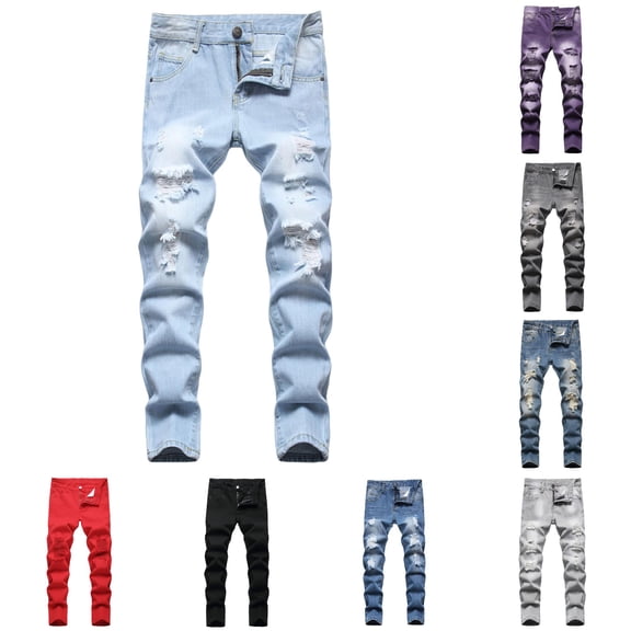 WhouRiu Boys Ripped Pants Casual Distressed Jeans Kids Everyday Trousers With Pockets 3-16 Years