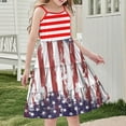 thumbnail image 3 of Odeerbi Niñas Día de La Independencia Vestido de Deslizamiento En Capas de Línea de Verano Patriótico Estrella Raya Vestido de Correa Casual, 3 of 9