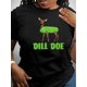 thumbnail image 1 of Camiseta para mujer con Cuello de veranoCartoon Deer & Letter Print Comfy T-Shirt, Round Neck Short Sleeve Sports Tee, Women's ActivewearFather's Day, Mother's Day, New Year, Spring Festival, Valent, 1 of 7