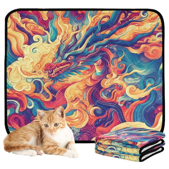 Washable Pet Pee Pads with Super Absorbent Reusable Training Pads for Dogs & Cats Vibrant and Psychedelic Illustration