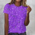 thumbnail image 3 of Camisetas de Mujer con Cuello Redondo Blusas de Manga Corta Imprimir Top, Camisetas de Mujer para Primavera Verano Casual, 3 of 4