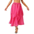 thumbnail image 2 of Kaerm Women's Bell Dance Chiffon Skirt with Coin Tribal Folk Dance Swing Dress Belly Dancewear Hot Pink One Size, 2 of 8