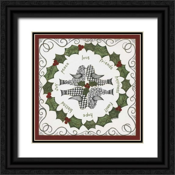 Shamp, Cindy 12x12 Black Ornate Wood Framed with Double Matting Museum Art Print Titled - Wreath