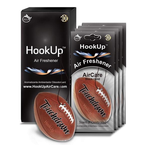 Ambientador para auto HookUp Football 4 unidades Negro Oro