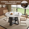 thumbnail image 6 of Hawsaiy 3 Piece 43.3" Round Dining Table Set for 2,Kitchen Table with Storage Shelf & 2 Upholstered Dining Chairs, Modern Wood Dining Room Furniture Set for Apartment, 6 of 8