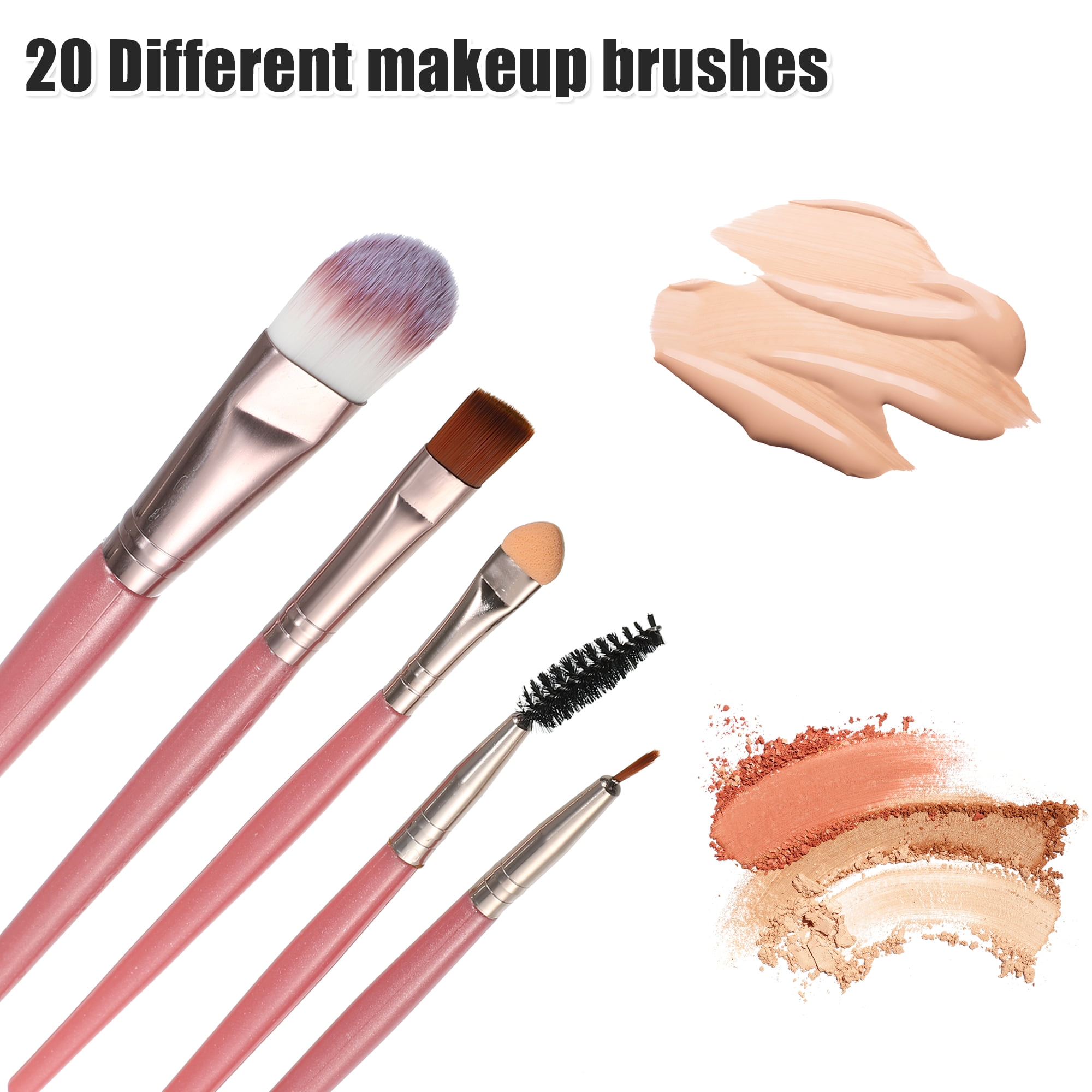 Unique Bargains 1 Set Travel Makeup Brush Set for Concealer Blush Pink