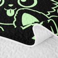 thumbnail image 5 of Manfei Cute Simple Cat Twin Quilt Set, Cartoon Kitten Twin Coverlet Set, Black Green, 2 Pieces, 1 Bedspread and 1 Pillowcase, 5 of 7