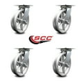 thumbnail image 2 of 8 Inch Heavy Duty V Groove Semi Steel Caster Set with Roller Bearings Set of 4, 2 of 2