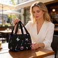 thumbnail image 1 of Bolso tote informal para mujer, ideal para el trabajo, los desplazamientos o para llevar el almuerzo | Bolso de mano ligero de tela con bolsillo frontal con cremallera, 1 of 6