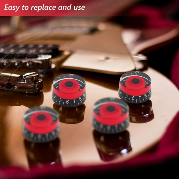BESTYASH 4Pcs Guitar Red Acrylic Knobs Effect Pedal Durable Control Replacement